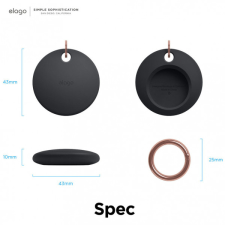 Чехол с карабином Elago AirTag Basic Case для AirTag, цвет Черный (EATSC-BA-BK)