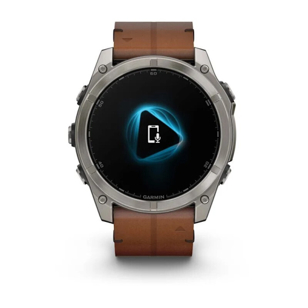 Смарт часы Garmin Fenix 8, 51 мм, AMOLED, Sapphire bare Titanium, black with chestnut leather band plus graphite silicone band