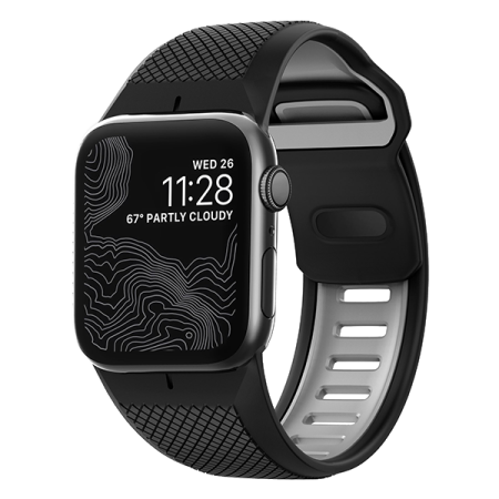 Ремешок силиконовый Nomad Sport для Apple Watch 42/44/45 мм, черно-серый