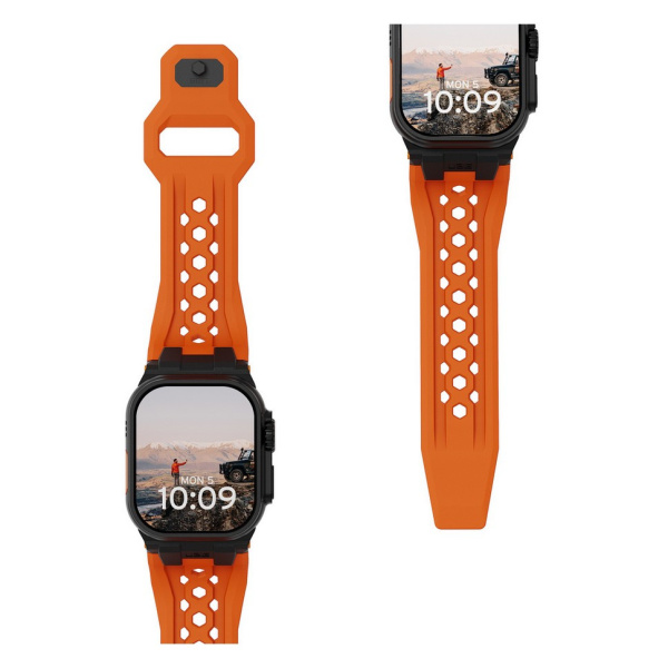 Ремешок каучуковый UAG Monarch для Apple Watch 49/46/45/44 мм (194158119737) Orange/Black Titanium