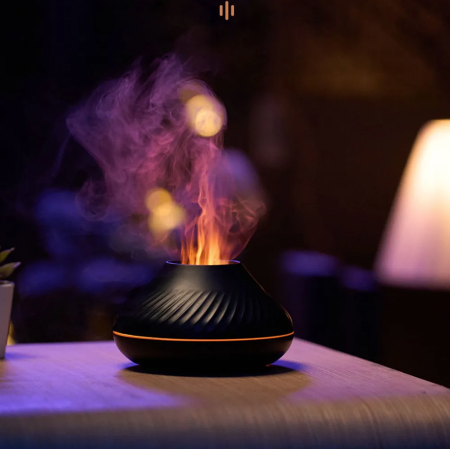 Ароматический увлажнитель воздуха с имитацией пламени, Black