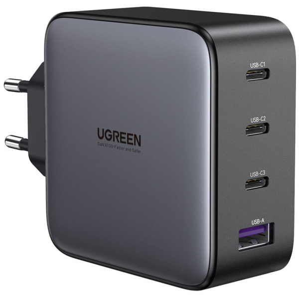 Сетевое зарядное устройство Ugreen GaN Tech Fast Charger [USB + 3xType-C] 100W (CD226), Black