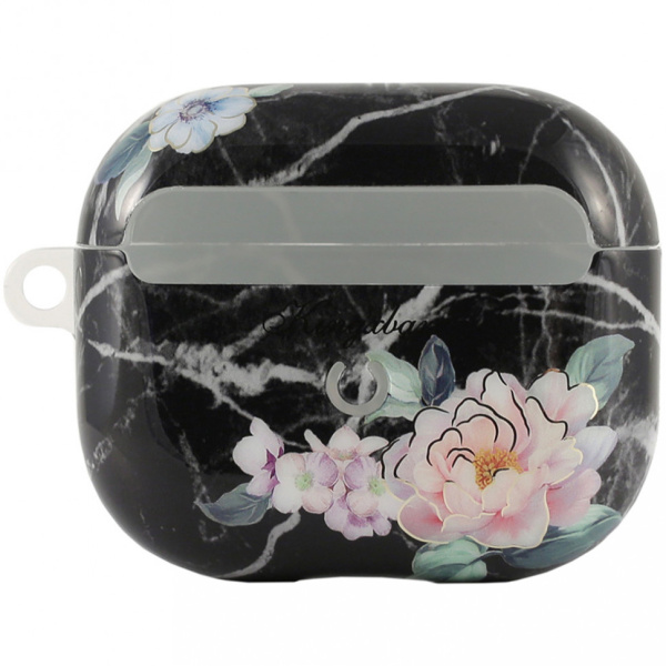 Чехол Marble для AirPods 3, цвет Черный/"Цветы" (6959003503572)