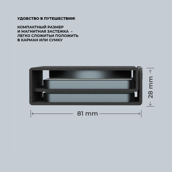 Беспроводная зарядная станция Deppa 3 в 1 Crystal MagSafe Fold Travel QI складная, черная