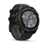 Смарт часы Garmin Fenix 8, 47 мм, Solar, Sapphire Carbon Gray DLC Titanium with Black/Pebble Gray Silicone