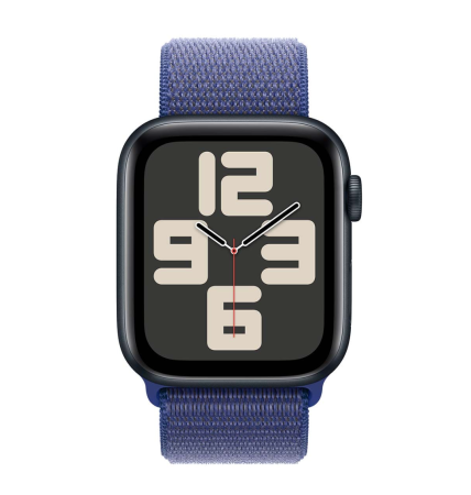 Apple Watch SE (2024), 44 мм корпус из алюминия цвета «Midnight», ремешок Sport Loop цвета «Ultramarine»