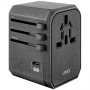 Сетевое зарядное устройство Uniq Voyage PD World Adapter для 150+ стран PD18W, цвет Черный (VOYAGE(PD)-GBLACK)