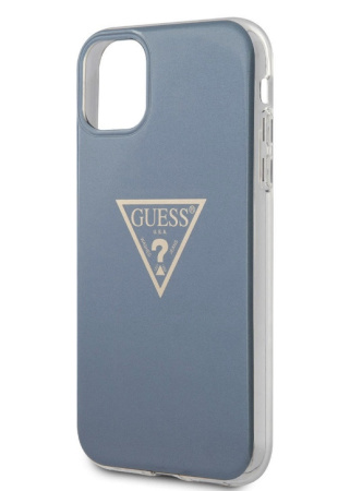 Чехол CG Mobile Guess PC/TPU Metallc effect Triangle logo Hard для iPhone 11, цвет Голубой (GUHCN61PCUMPTLB)