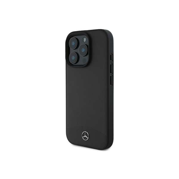 Чехол Mercedes Leather Textured and Smooth Metal logo Hard Black (MagSafe) для iPhone 16 Pro Max