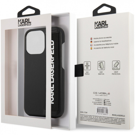 Чехол CG Mobile Karl Lagerfeld PU with Elastic Strap Hard для iPhone 13 Pro, цвет Черный (KLHCP13LSTKLBK)