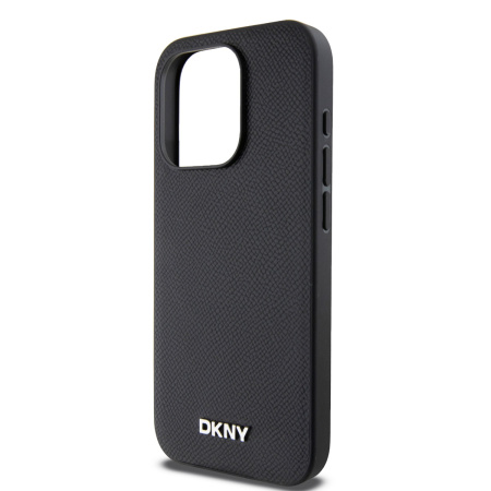 Чехол DKNY PU Grained Metal logo Hard Black (MagSafe) для iPhone 15 Pro Max, чёрный
