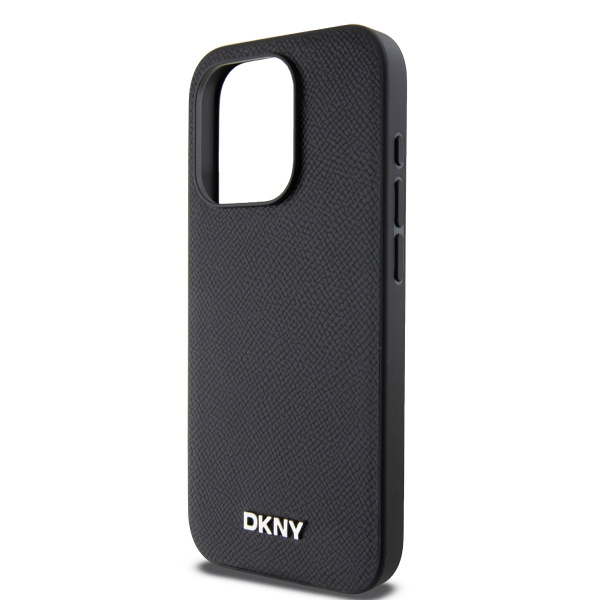 Чехол DKNY PU Grained Metal logo Hard Black (MagSafe) для iPhone 15 Pro Max, чёрный