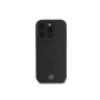 Чехол Mercedes Leather Plain Smooth with Ring Metal logo Hard Black (MagSafe) для iPhone 16 Pro, черный