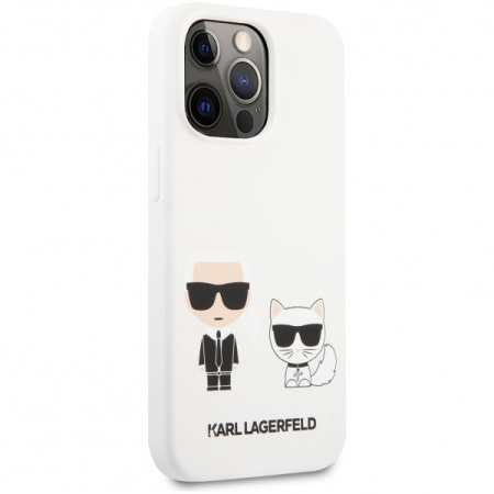 Чехол CG Mobile Karl Lagerfeld Liquid silicone Karl & Choupette Hard для iPhone 13 Pro, цвет Белый (KLHCP13LSSKCW)