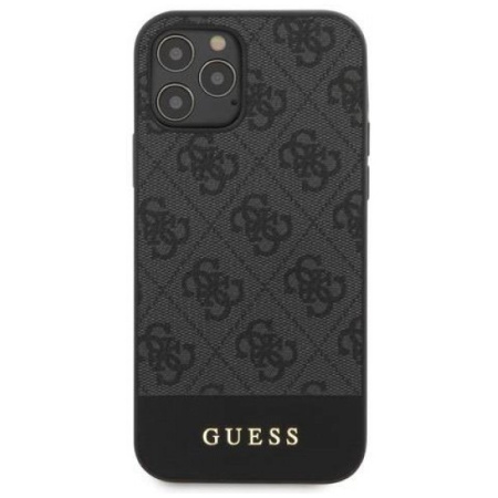 Чехол CG Mobile Guess 4G PU Stripe Metal logo Hard для iPhone 12 Pro Max, цвет Серый (GUHCP12LG4GLGR)