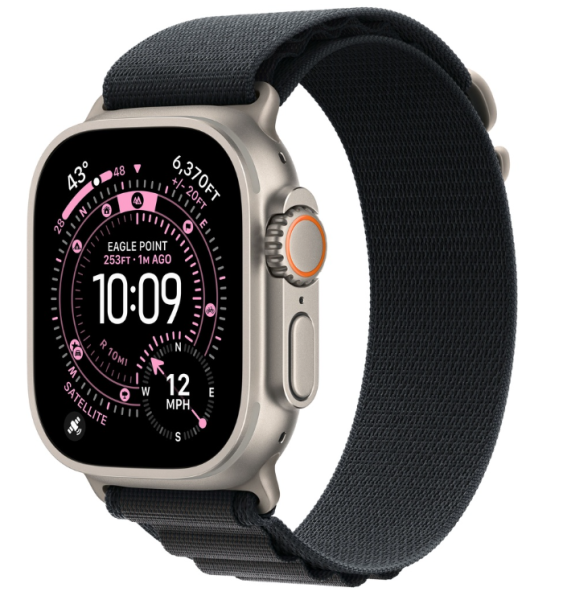 Apple Watch Ultra 3 (2025), 49 мм корпус из титана цвета «Natural», ремешок Alpine Loop размера M цвета «Black»