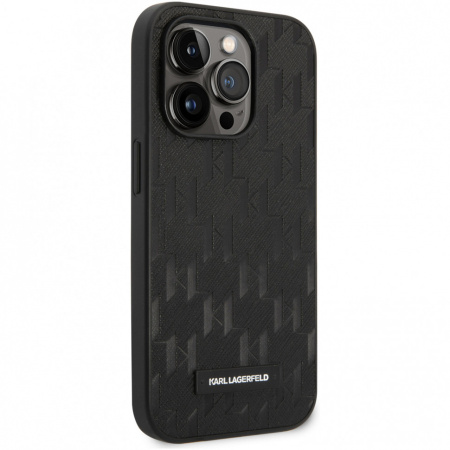 Чехол CG Mobile Karl Lagerfeld PU Saffiano Monogram w Metal logo Hard для iPhone 14 Pro, цвет чёрный (KLHCP14LSAKLHPK)