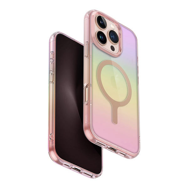 Чехол Uniq Iridescia (hologrophic) Pink Prism (Magsafe) для iPhone 16 Pro