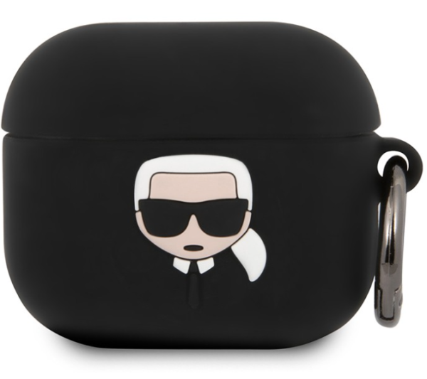 Чехол с карабином CG Mobile Karl Lagerfeld Silicone case with ring Karl для AirPods 3, цвет Черный (KLACA3SILKHBK)