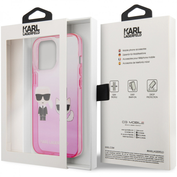 Чехол CG Mobile Karl Lagerfeld PC/TPU Karl & Choupette Hard для iPhone 13 Pro, цвет Розовый градиент (KLHCP13LTGKCP)
