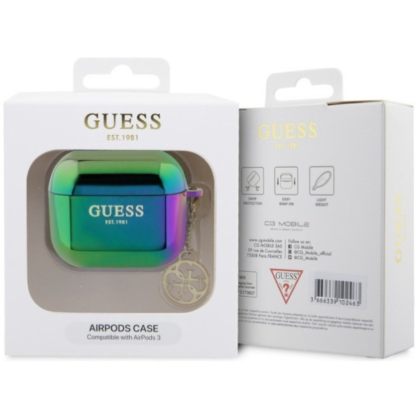 Чехол Guess PC/TPU with 4G Charm Iridescent для AirPods 3, цвет Черный