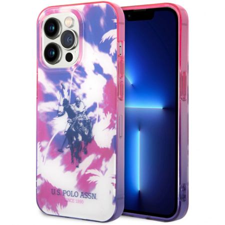 Чехол CG Mobile U.S. Polo PC/TPU Dye Palm Doulble Horse logo Hard для iPhone 14 Pro, цвет Фиолетовый
