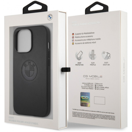 Чехол CG Mobile BMW Signature Genuine leather Embossed logo Hard для iPhone 13 Pro Max, цвет Черный (BMHCP13XREELK)