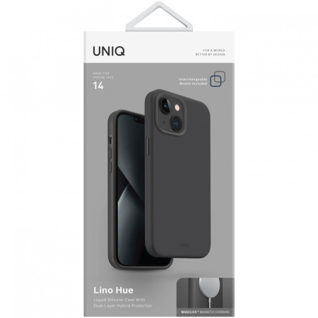 Чехол Uniq LINO MagSafe для iPhone 14, цвет Серый (Grey) (IP6.1(2022)-LINOHMGRY)