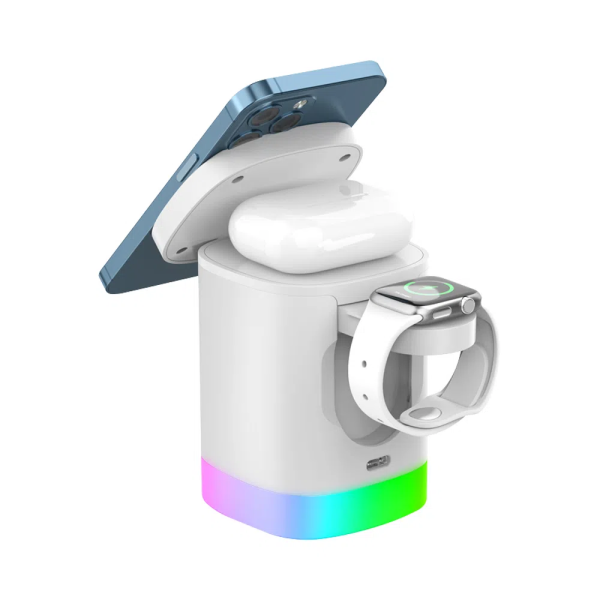 Беспроводная зарядная станция Deppa MagSafe Tower Stand 3 в 1, Белый (23159)