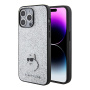 Чехол Karl Lagerfeld Fixed glitters NFT Choupette Metal pin Hard для iPhone 15 Pro Max, Silver