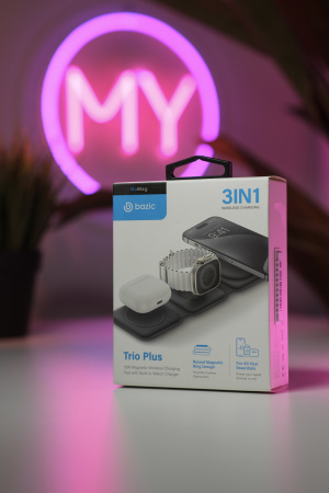 Беспроводное СЗУ EnergEA Bazic GoMag Trio PLUS magnetic wireless foldable 15W Grey