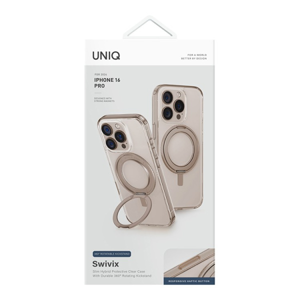Чехол Uniq Swivix with 360-Rotating stand Taupe Gold (Magsafe) для iPhone 16 Pro чехол