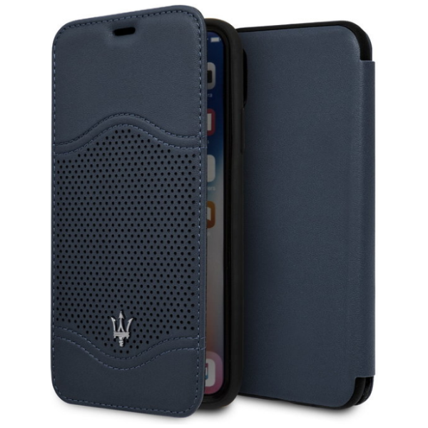 Чехол Maserati для iPhone X/XS Granlusso tradition Booktype Leather Navy, цвет Синий (MAGALFLBKPXNA)