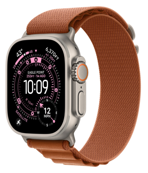 Apple Watch Ultra 3 (2025), 49 мм корпус из титана цвета «Natural», ремешок Alpine Loop размера M цвета «Terra Cotta»