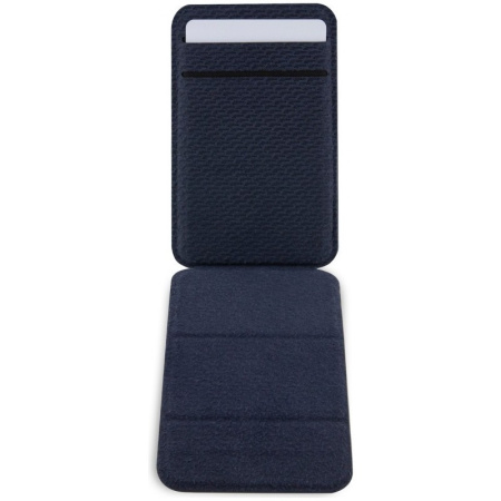 Магнитный картхолдер BMW Wallet MagSafe Cardslot Stand Signature Leather with metal logo, цвет Темно-синий (BMWCSMRSV)