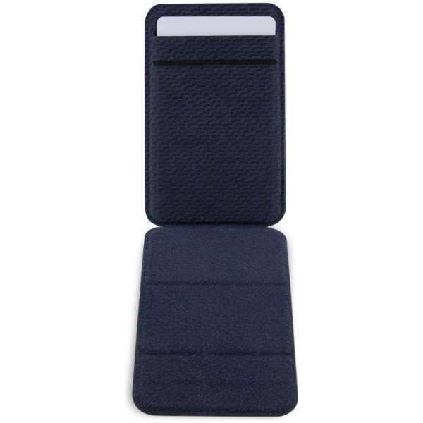 Магнитный картхолдер BMW Wallet MagSafe Cardslot Stand Signature Leather with metal logo, цвет Темно-синий (BMWCSMRSV)