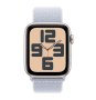 Apple Watch SE (2024), 44 мм корпус из алюминия цвета «Starlight», ремешок Sport Loop цвета «Blue Cloud»