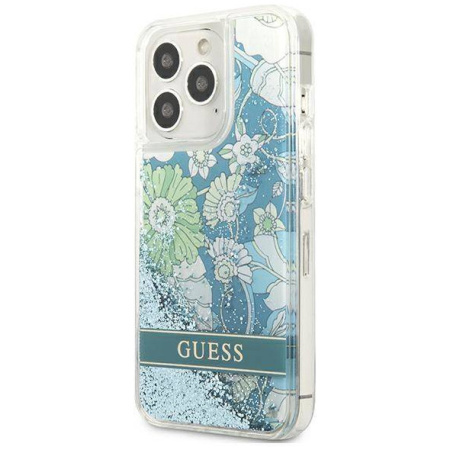 Чехол CG Mobile Guess Liquid Glitter Flower Hard для iPhone 13 Pro, цвет Зеленый (GUHCP13LLFLSN)