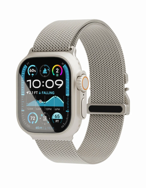 Ремешок из нержавеющей стали VLP Milanese Band Pro для Apple Watch 42/44/45/49mm, Титановый (1104009)