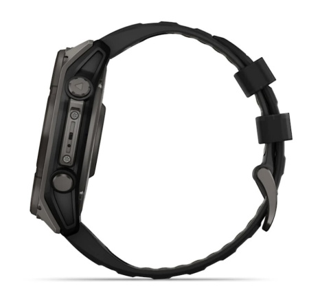 Смарт часы Garmin Fenix 8, 51 мм, Solar, Sapphire Carbon Gray DLC Titanium with Black/Pebble Gray Silicone