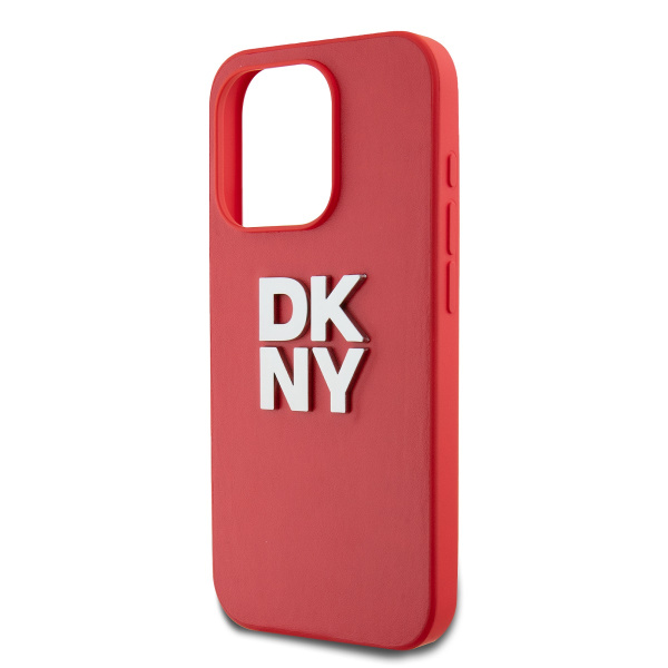 Чехол DKNY PU Stack metal logo Hard + Hand strap Pink для iPhone 15 Pro Max, розовый