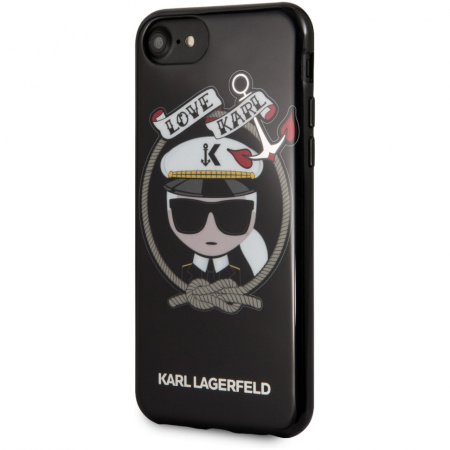 Чехол Lagerfeld для iPhone 7/8/SE TPU collection Karl sailor Hard Black, цвет Черный (KLHCI8KSB)