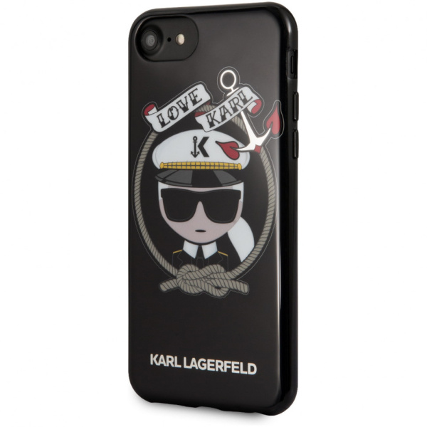 Чехол Lagerfeld для iPhone 7/8/SE TPU collection Karl sailor Hard Black, цвет Черный (KLHCI8KSB)