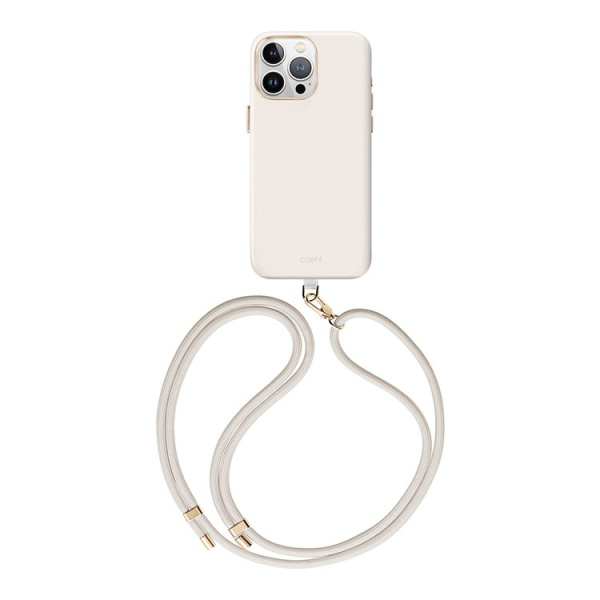 Чехол Uniq для iPhone 15 Pro Max чехол COEHL CREME Liquid silicone with Strap Ivory (MagSafe)