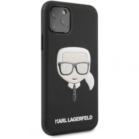Чехол CG Mobile Karl Lagerfeld PU Leather Iconic Karl Hard Glitter для iPhone 11 Pro, цвет Черный (KLHCN58GLBK)