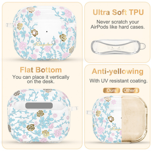 Чехол Flora для AirPods 3, цвет Розовый/Голубой (6959003503428)