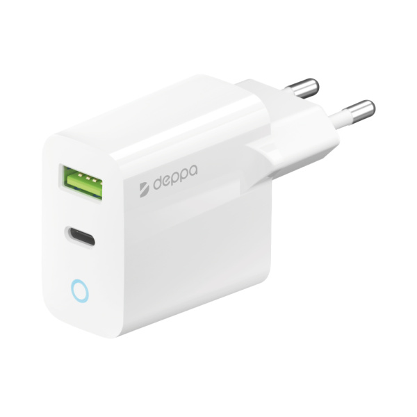 Сетевое ЗУ Deppa USB-C + USB A, PD 3.0, QC 3.0, 33W, белый (11426)
