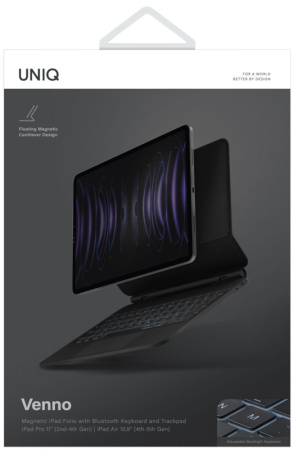Беспроводная клавиатура UNIQ VENNO Magnetic smart keyboard folio для iPad Pro 11/Air 10.9 (2022/21) (NPDP11(2022)-VENNORUBLK)