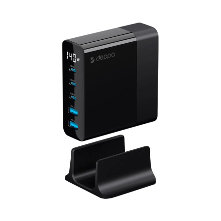 Зарядная станция Deppa Charging Station GaN 140W, Черный (11437)