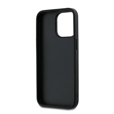 Чехол DKNY PU Stack metal logo Hard + Hand strap Black для iPhone 15 Pro Max, чёрный